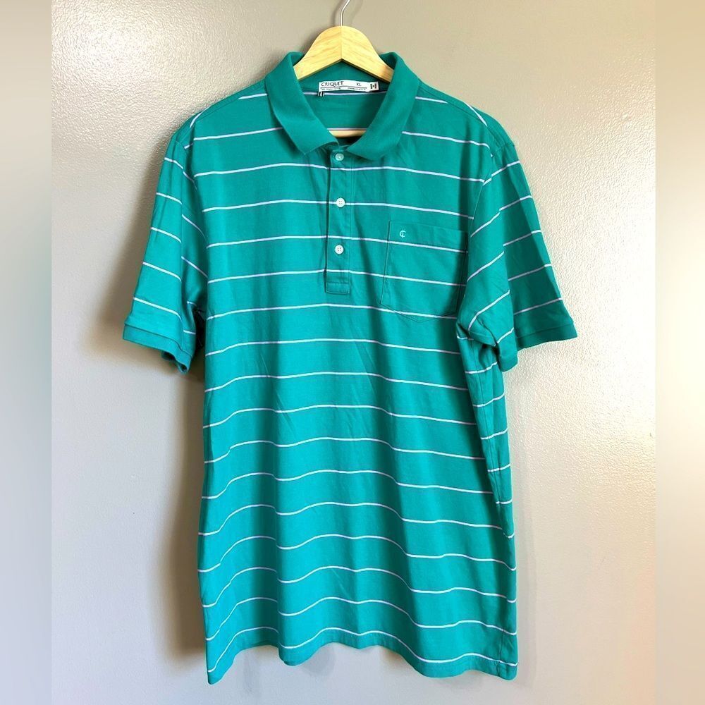 Criquet organic cotton striped polo shirt XL business casual office vaca